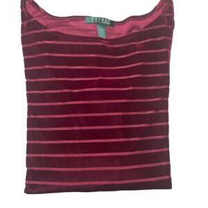 Ralph Lauren‎ Claret Striped Velvet 3/4 Sleeve Maroon Top Size Large